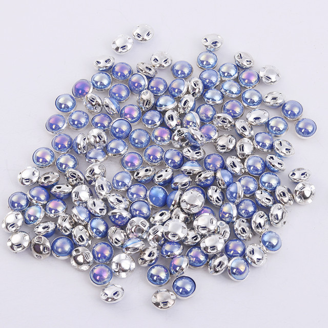 RESEN Top Grade Gold Sewing Pearl Bead Sky Blue AB 6mm 8mm Mix Color Claw  Rhinestones Sew On Pearls Button For Fabric Clothes - AliExpress